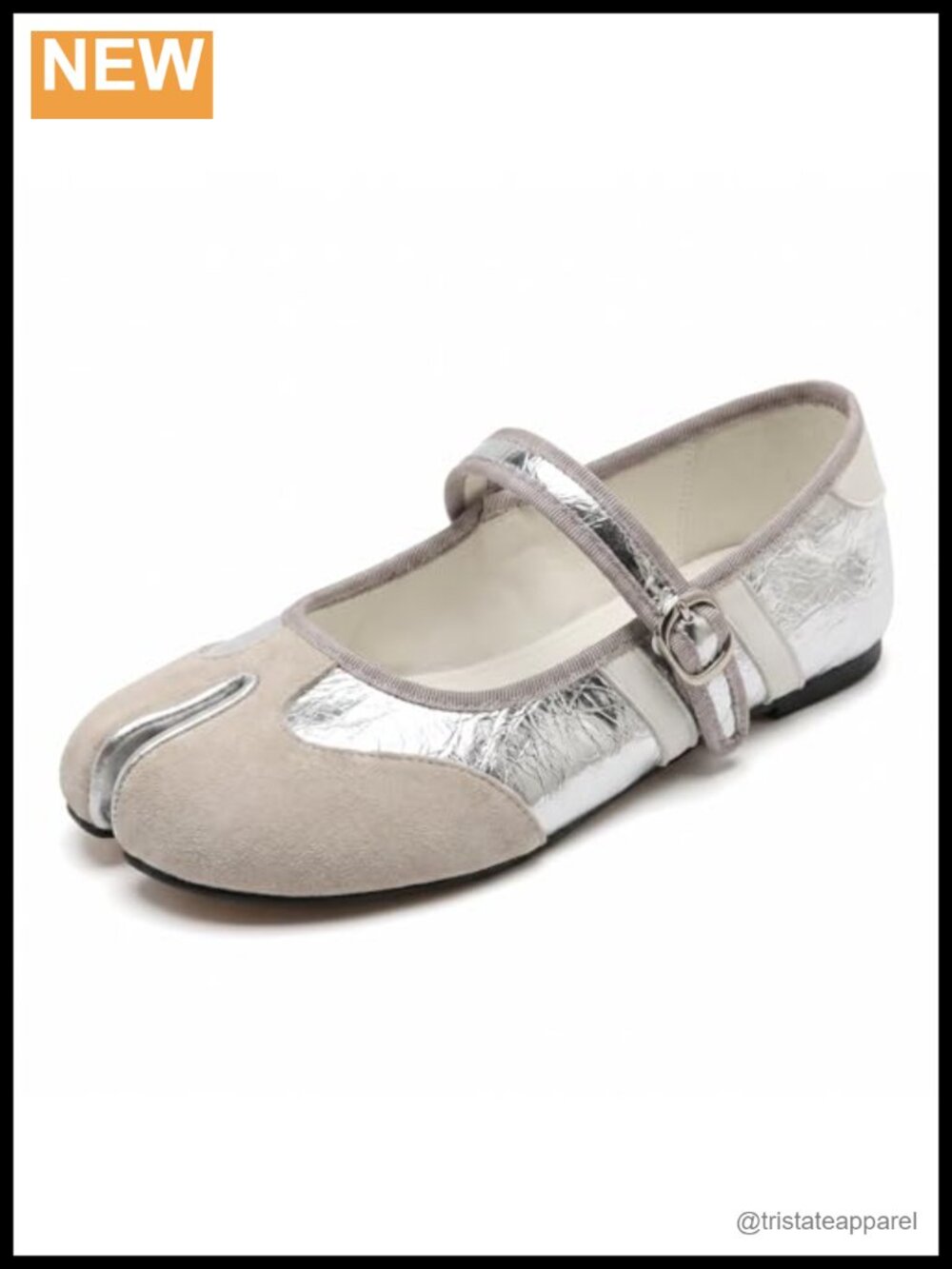 Tabi Mary Jane Ballet Flats Wide Width Lightweight Split Toe Buckle Strap